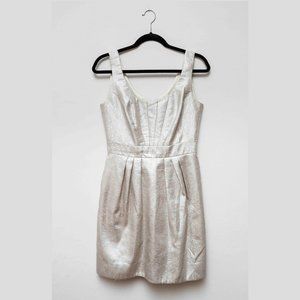 Shoshanna silver metallic cocktail dress sz 8